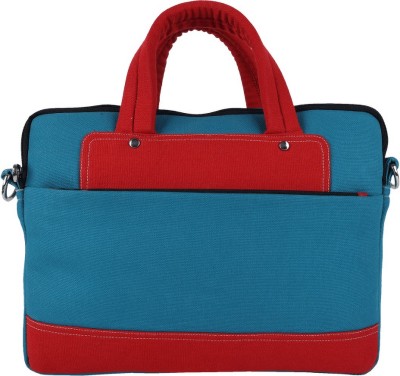 Indha Craft Laptop bag Blue Cotton Canvas Laptop Bag Laptop Sleeve/Cover(Blue, Red, 14 inch)