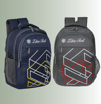 zikrefast Pack Of 2 Combo School Bag II Multiuse bag (41 Liters) (Secondary 5th Std Plus) Waterproof School Bag(Blue, Grey, 41 L)