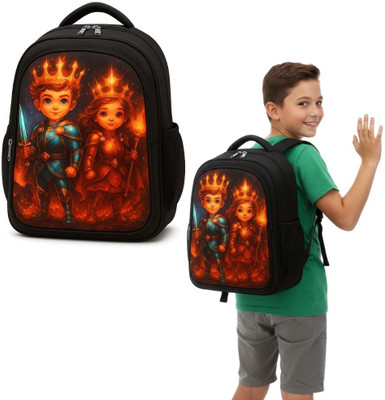 MOSU King & Queen Brave Duo Kids Backpack Waterproof School Bag(Black, 26 L)