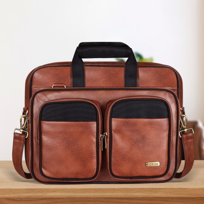 Shg enterprise Tan & Black Color Faux Leather 28L Messenger Bag For Men BG93 Waterproof Messenger Bag(Tan, 28 L)