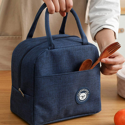 AP EMPIRE Portable and Reusable Insulated Nylon Lunch Bags Women Carrying bag ( Blue ) Waterproof Lunch Bag(Blue, 6.5 L)