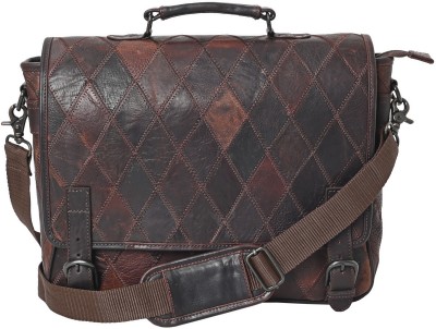 ZINT Dark Brown Shrunken Full Grain Leather Unisex Messenger 15 inches Laptop Bag Messenger Bag(Brown, 10.25 L)