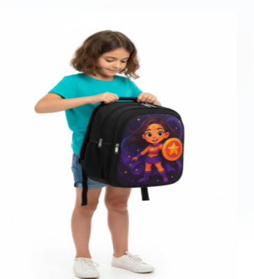 MOSU Star Defender Girl Kids Bag Waterproof School Bag(Black, 26 L)