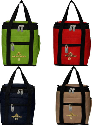RIGHT CHOICE Combo 4 Lunch Tiffin Bags School Kida and Waterproof Lunch Bag(Red, Green, Black, Beige, 10 L)