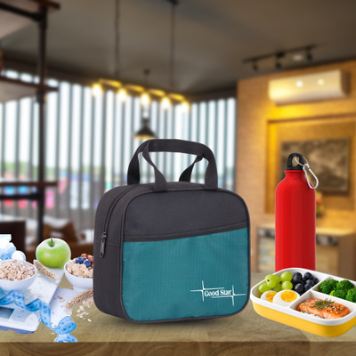 Good Star New Stylish Lunch bag Tiffin bag for Collage School Work Office Picnic Waterproof Lunch Bag(Black, Multicolor, 8 L)