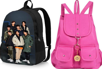 Shishtha B_DGTL-021_@@__1PC & PNK-4PKT-BACKPACK-SINGLE_xy Laptop Bag(Black, Pink)