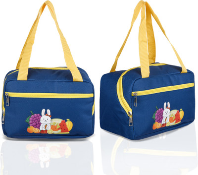 KUBER INDUSTRIES Insulated Fruit Rabbit Lunch Bag with Front Pocket & Handle|Pack of 2|Blue Waterproof Lunch Bag(Blue, 7 L)