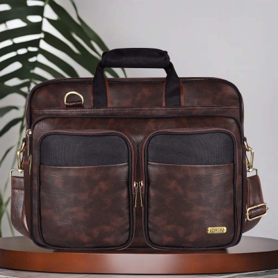LOREM Brown & Black Color Faux Leather 28L Messenger Bag For Men BG97 Waterproof Messenger Bag(Brown, 28 L)