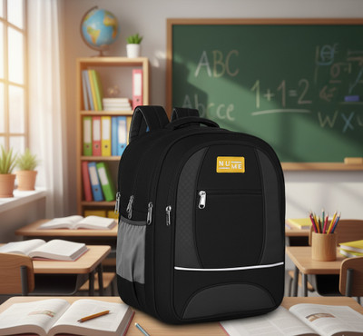 NuMe 5th to 10th Class School bag Waterproof Stylish Tuff Backpack Waterproof Backpack(Black, 90 L)