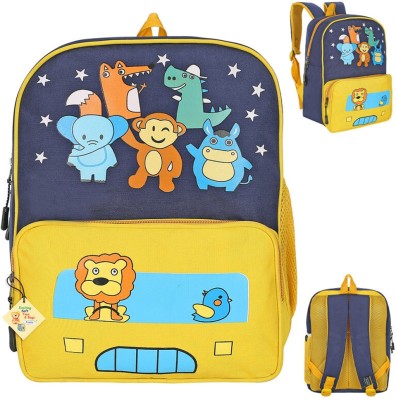 Frantic Premium Quality Kids Pu Bags for School Picnic PU Yellow Zoo Bag Backpack(Yellow, 10 L)