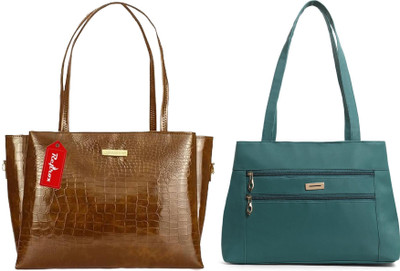 Reprox Women Tan, Green Shoulder Bag(Pack of: 2)
