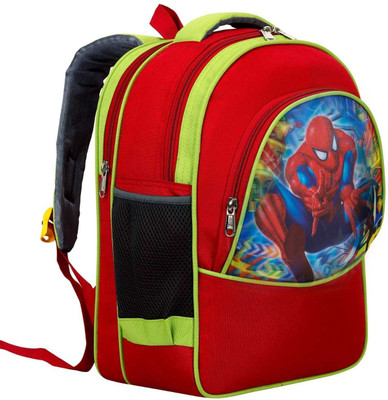 Myron Spiderman 16x12inch Pre-School 31cm For Nursery (LKG/UKG/1st std)Boys Waterproof 30 L Backpack(Red, Green)