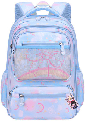 Tlismi Rainbow Printed Backpack with Multiple Zipper Pockets for School & College Girls Waterproof Backpack(Light Blue, 25 L)