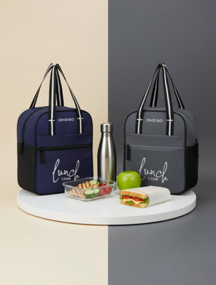 ONEGO Lunch Bag Pack of 2 | Insulated & Leak-Proof Tiffin Bags for School & Work Waterproof Lunch Bag(Blue, Grey, 10 L)