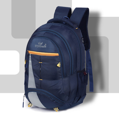 Flycraft simna.1555/5 yellow spacy comfortable 4th to 10th class casual Waterproof School Bag(Dark Blue, Yellow, 30 L)