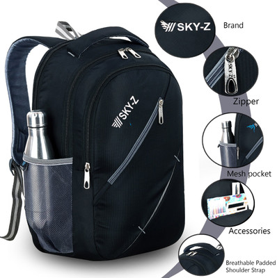 SKY-Z Water Resistant Laptop Bag For Men and Women, Backpack College Bag 35 L Laptop Backpack(Black)
