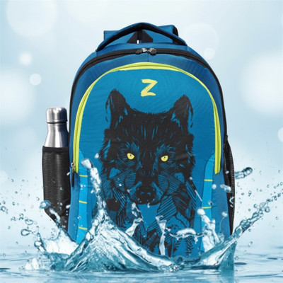ZERUS Wolf Print Backpack For Men Boys | Stylish School College Travel Use Waterproof School Bag(Light Blue, 25 L)