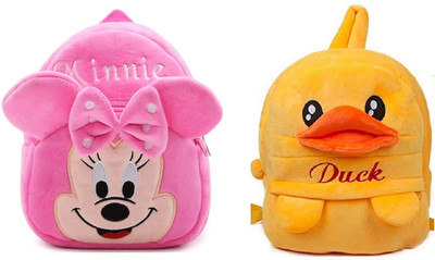 Aveek BM-combo of 2 pink minnie, yellow duck_1420 School Bag(Multicolor, 12 L)