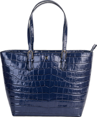 revup Leather Tote Handbag, Crocodile Pattern, Double Handle with Adjustable Strap Shoulder Bag(Blue, 5 L)