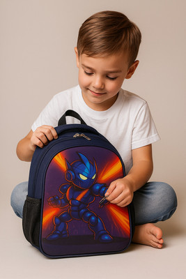 MOSU Cyber Star Robot Kid Bag Waterproof School Bag(Blue, 26 L)