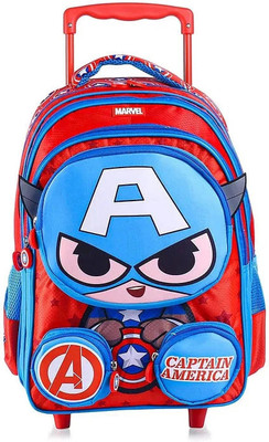 striders Captain America Trolley Premium School Bag for Kids (Ages 6-8) with Wheels Waterproof School Bag(Multicolor, 25 L)