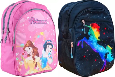 Maglan Barbie/Unicorn School Bags for Girls/Boys/Kids for 1st to 4th class Waterproof School Bag(Black, Multicolor, Pink, 25 L)