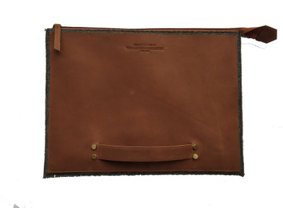 The Leather Warehouse Leather Laptop Sleeve with Front Handle Laptop Sleeve/Cover(Grey, 13 inch)
