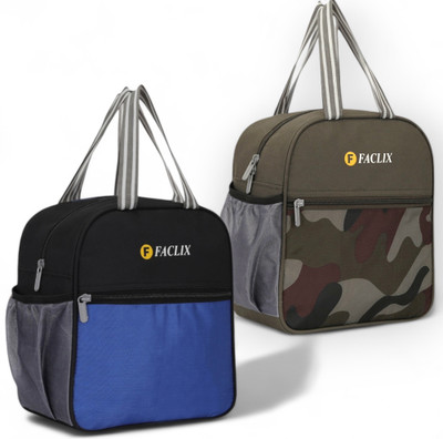 FACLIX COMBO Stylish Office/School Use Tiffin Bag For Men, Women & Kids Waterproof Lunch Bag(Black, Multicolor, 14 L)