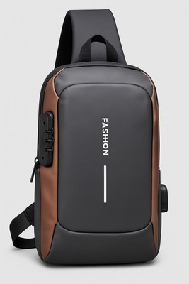 Saish Agencies Trendy Anti-Theft Waterproof Sling Backpack with USB Charging Port & Lock Waterproof Backpack(Black, Brown, 12 L)