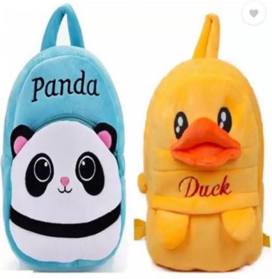 Pickart Soft Bag For Kids Combo panda and duck Backpack(Multicolor, 5 L)