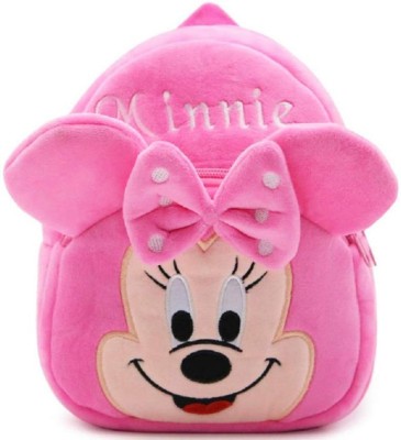 Shoppe Kids Bag Soft Plush Minnie Backpacks Cartoon for Girls and Boys (2-5 Years) School Bag(Beige, Pink, 10 L)