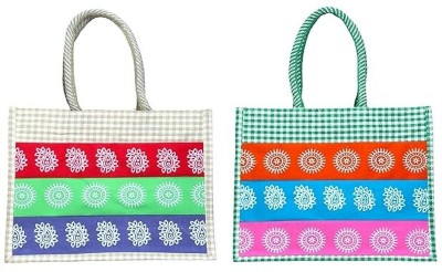 Anumala Handmade Ethnic Cloth & Canvas Bag | Zipper,Traditional Craft(Pack of 2) Waterproof Multipurpose Bag(Multicolor, 5 L)