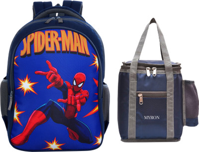 Myron Spiderman 2nd/3rd/4th & 5th Class combo with insulated lunch bag absolutely free 30 L Backpack(Blue)