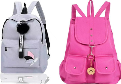 khatushyam collection stylish printed backpack for girls 20 L Backpack(Grey, Pink)