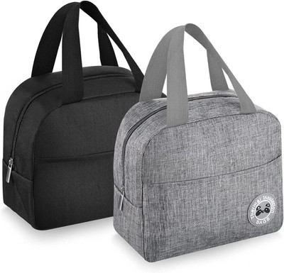 KEETLY Insulated Lunch Bag Reusable Lunch Box Freezable Lunch Bag Leakproof Tote Bag Waterproof Lunch Bag(Grey, Black, 5 L)