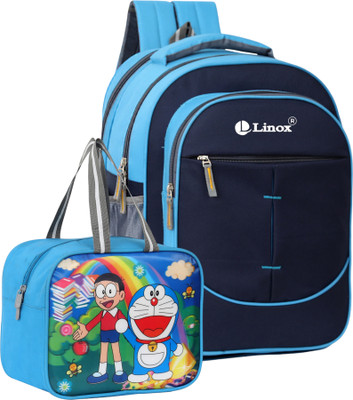 LINOX Combo High Quality Waterproof School & Lunch Bag Pre School Nursery to 3rd 35 L Backpack(Blue)