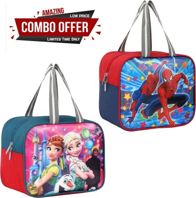 LINOX Best Quality 3D SPIDERMAN & FIROZAN School Office Picnic Unisex Tiffin bag Waterproof Lunch Bag(Red, Green, 4.5 L)