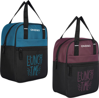 ONEGO Pack of 2 Premium Tiffin Bags | Perfect for Office, School & Travel Waterproof Lunch Bag(Dark Blue, Purple, 10 L)