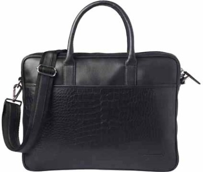 MiGear Leather Splash Proof Laptop Bag(Black)