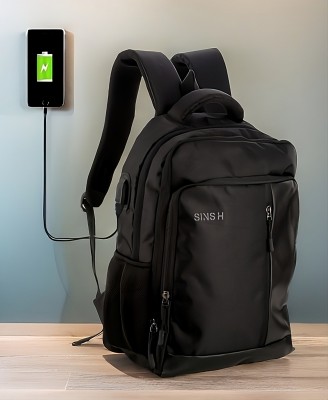 SINSH Ishana Casual Backpack, Water Resistant, USB Charging Port, 15.6INCH 30 L Laptop Backpack(Black)