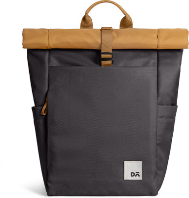 DailyObjects AMBR-CHRCOL-MILS-ROLL-TOP-BACKPCK Laptop Bag(Yellow-Charcoal)