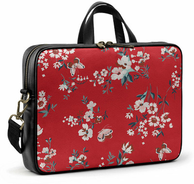 DailyObjects Red Buterflies Laptop Bag(Multicolor)