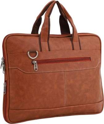 Hometail Faux Leather Laptop Bag Business Briefcase Corporate Professional Messenger Bags Laptop Bag(Tan)