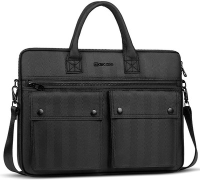 AirCase Professional Messenger Bag with Trolley Belt for Man & Woman (up to 14.1 Inch) Laptop Bag(Black)