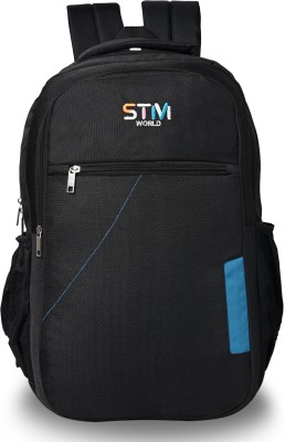 STM WORLD Large 40 L Laptop Backpack Unisex Premium Style Reflective Branding Laptop Bag(Black With Blue Design)