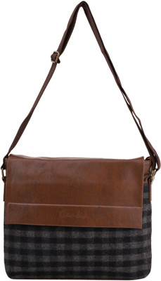 Hometail Crossbody Sling Bag Travel Office Business College Adjustable Strap Laptop Bag(Black, Brown)