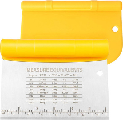 openZest Dough Scraper & Bowl Scraper Set Stainless Steel & Plastic with Measuring Marks Baking Comb(Steel Pack of 1)