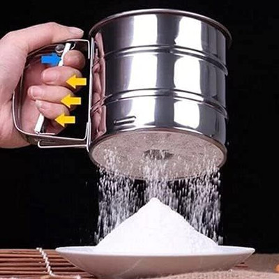 TOROTISE ZONE Manual Cup Fine Mesh Flour Sifter, Stainless Steel Flour Sieve Strainer(Steel Pack of 1)