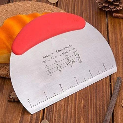 openZest Stainless Steel Bench Scraper & Dough Chopper with Measurement Marks Baking Tool Baking Comb(Steel Pack of 1)