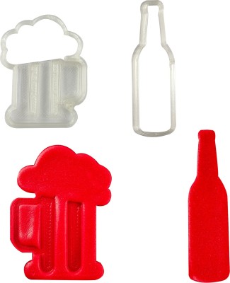 JSA 3Pcs Glass and Bottle Cookies Fondant and Dough Cutter and Imprint Cookie Cutter(Pack of 3)